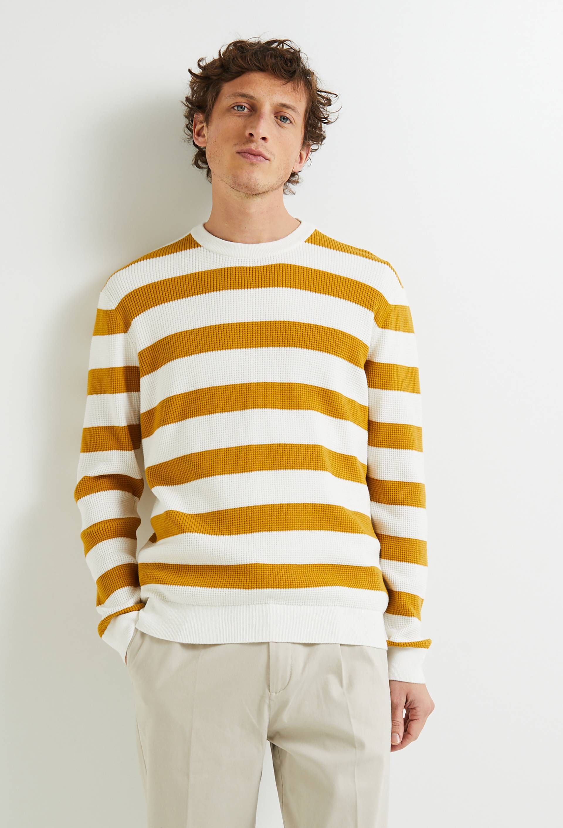 Pull rayé en coton et cachemire, Oekotex - MONOPRIX HOMME - Modalova