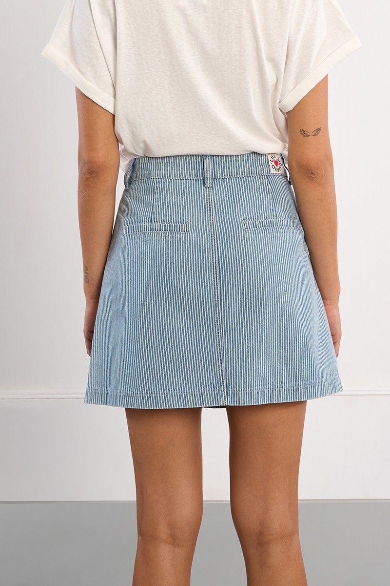 Jupe mini denim rayée - LILI SIDONIO - Modalova