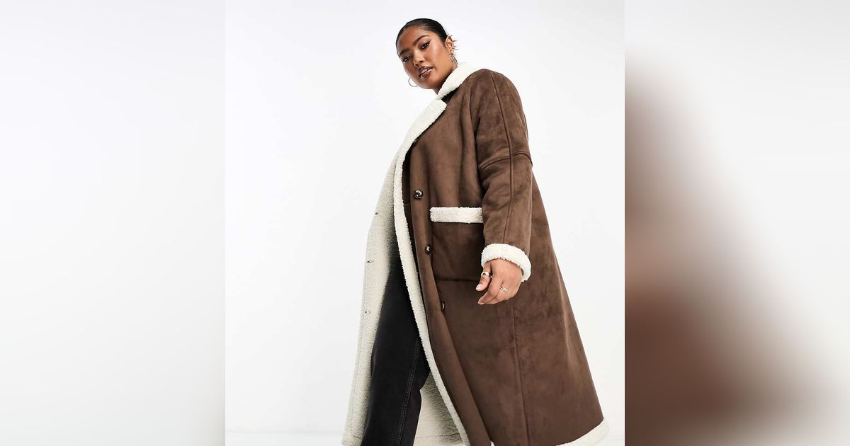 Manteau aviateur long non tisse avec bordures en imitation p. Modalova