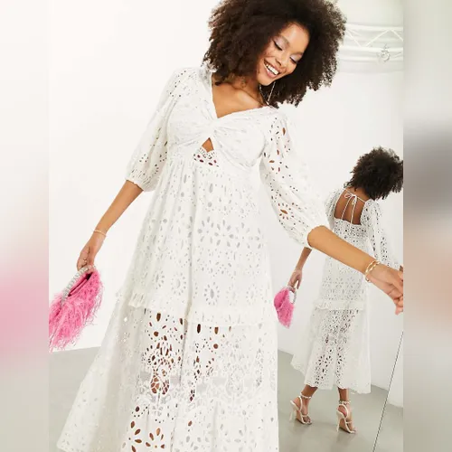 Robe Mi Longue ASOS EDITION Blanc pour Femme Modalova